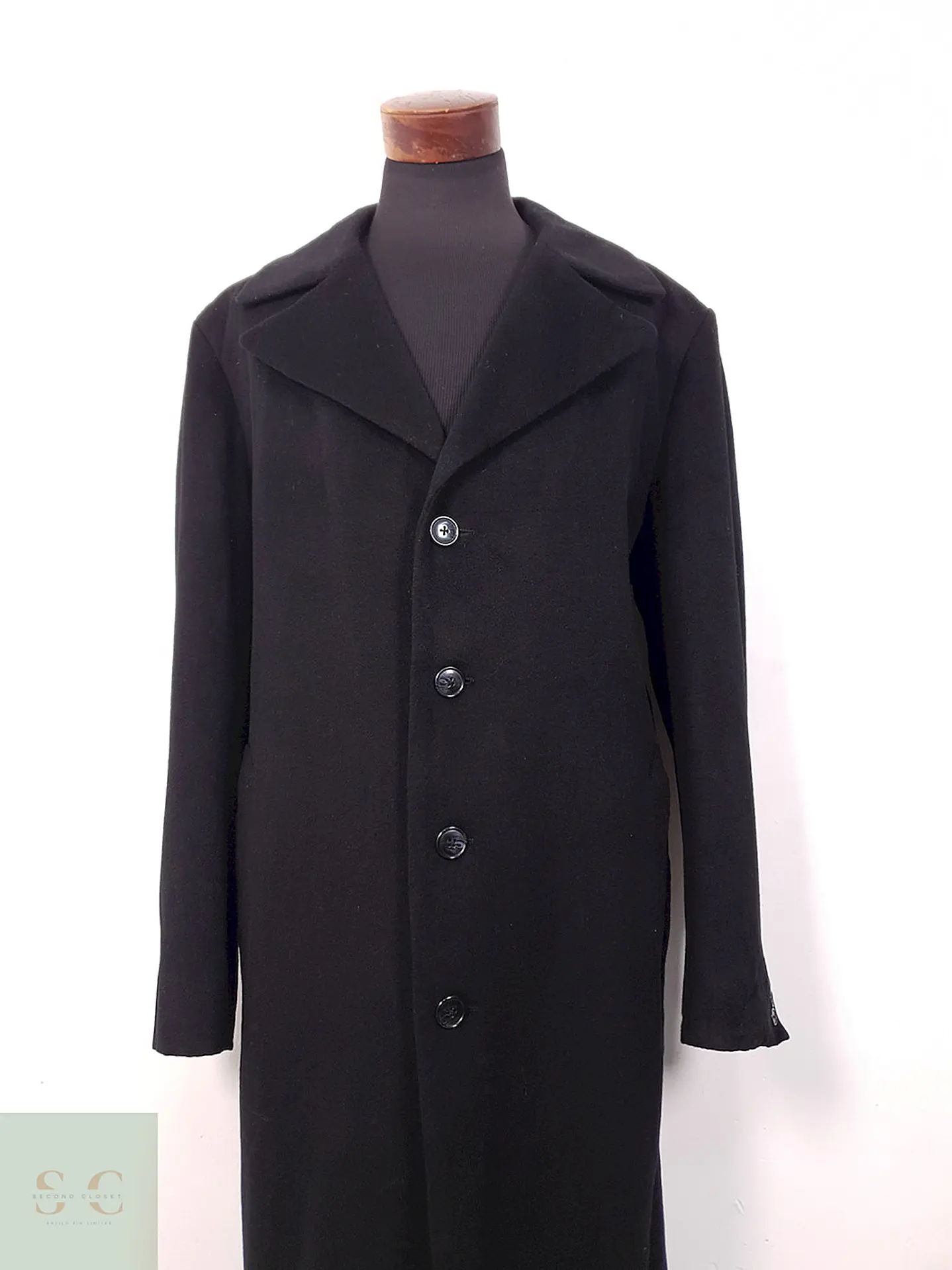 Abrigo Largo Negro Lana y Cashmere - Talla XXL 3
