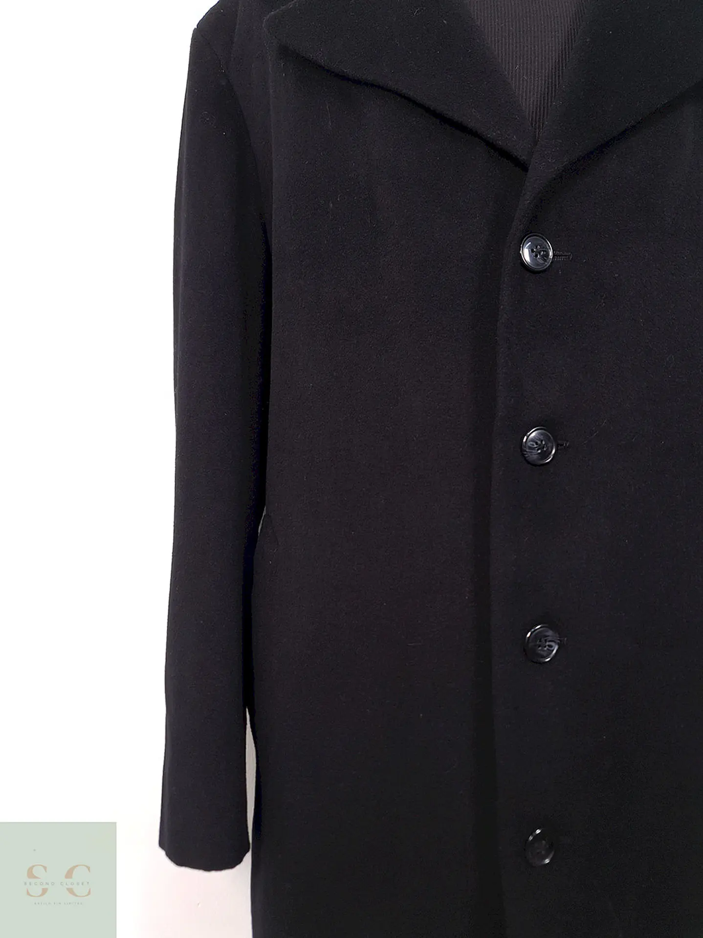 Abrigo Largo Negro Lana y Cashmere - Talla XXL 4