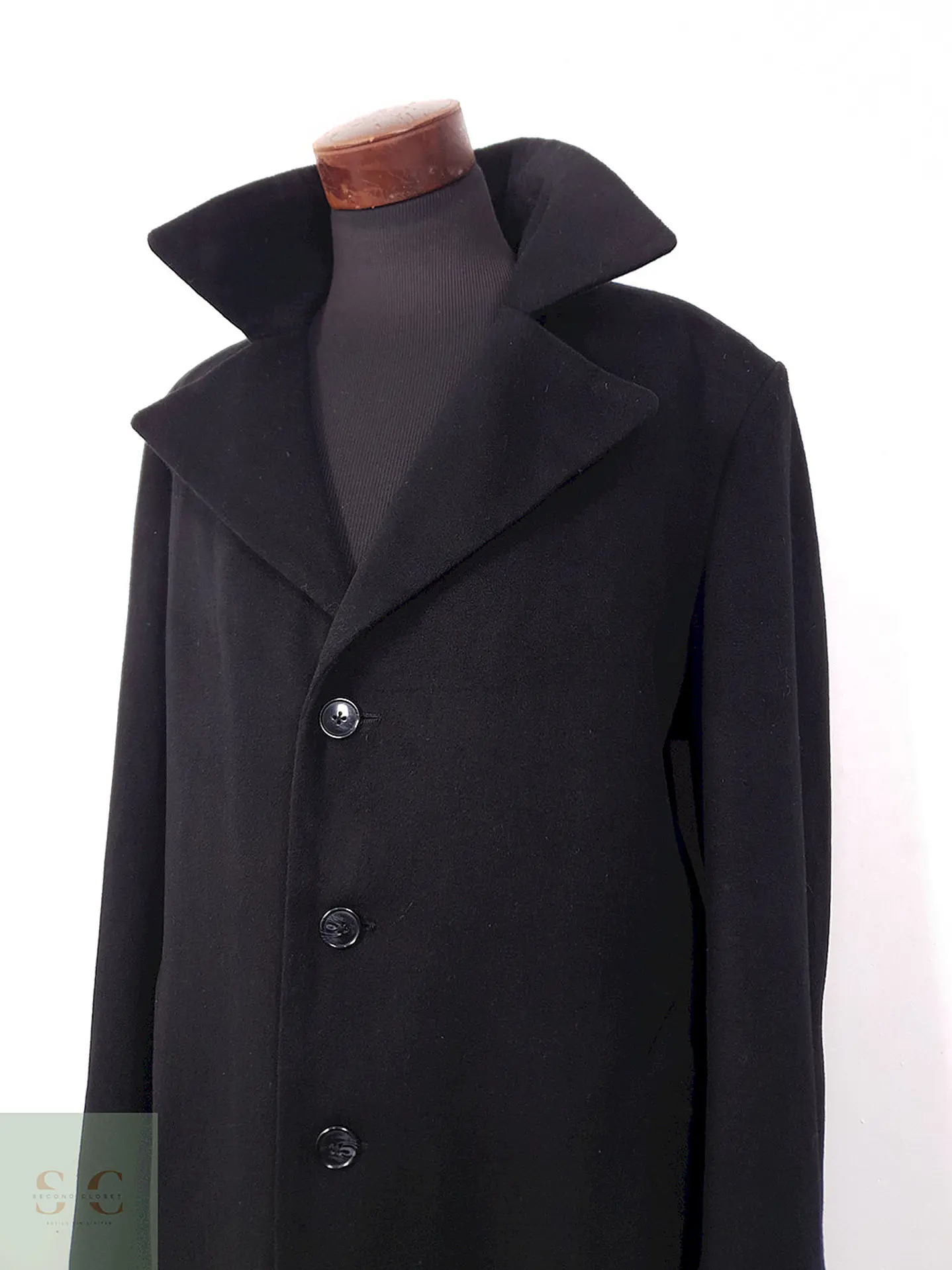 Abrigo Largo Negro Lana y Cashmere - Talla XXL 6