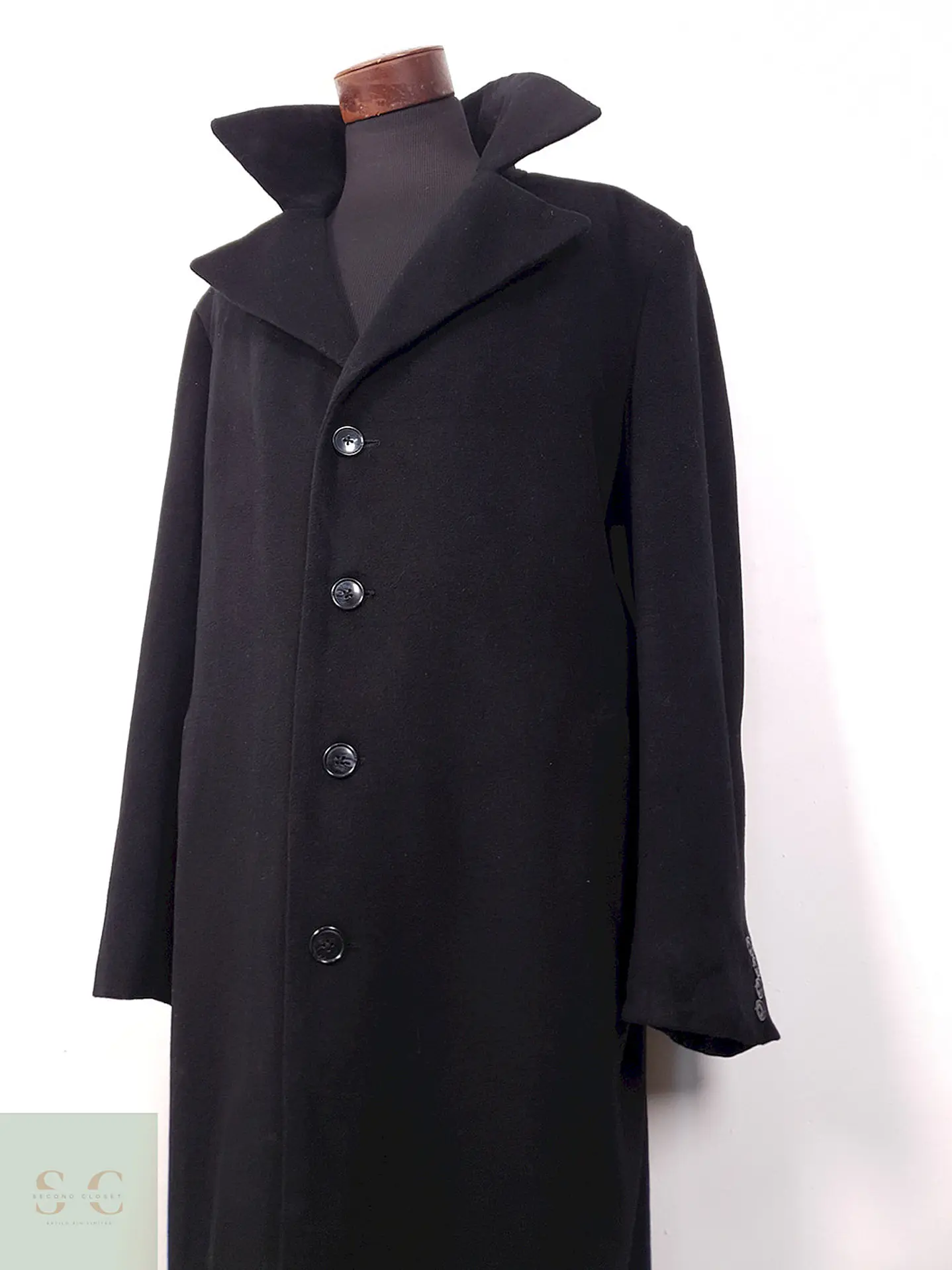 Abrigo Largo Negro Lana y Cashmere - Talla XXL 7