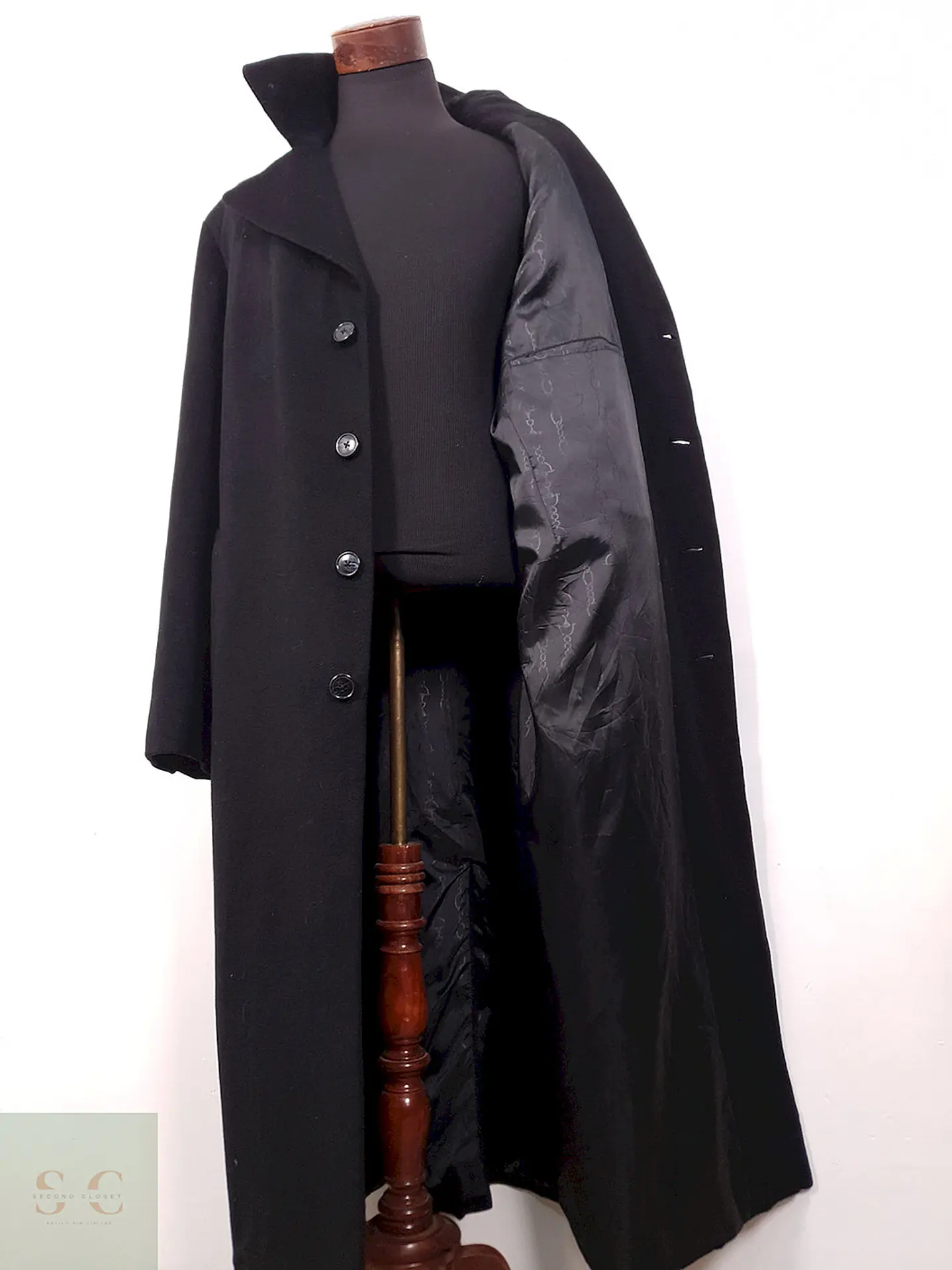 Abrigo Largo Negro Lana y Cashmere - Talla XXL 8