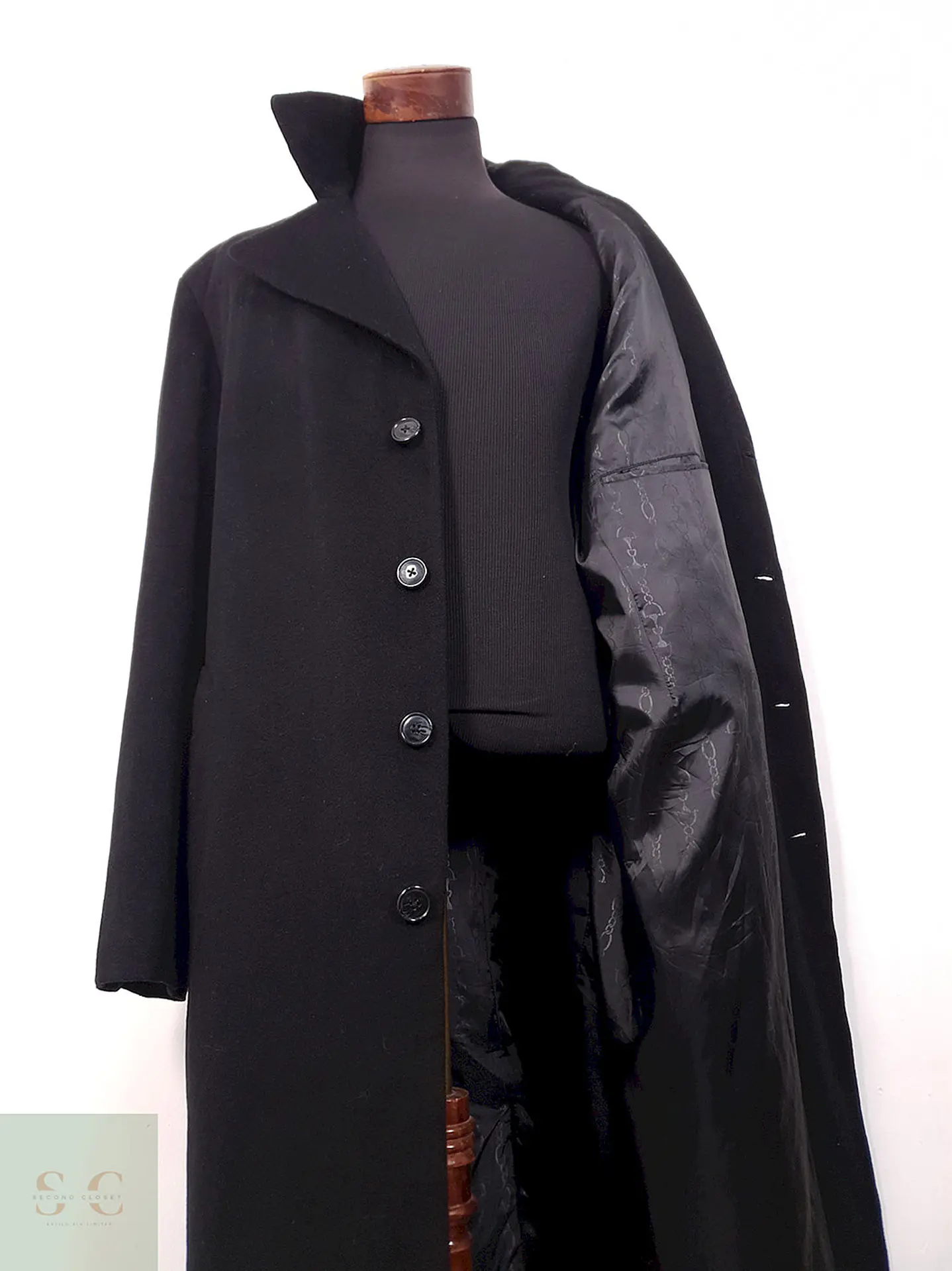 Abrigo Largo Negro Lana y Cashmere - Talla XXL 9