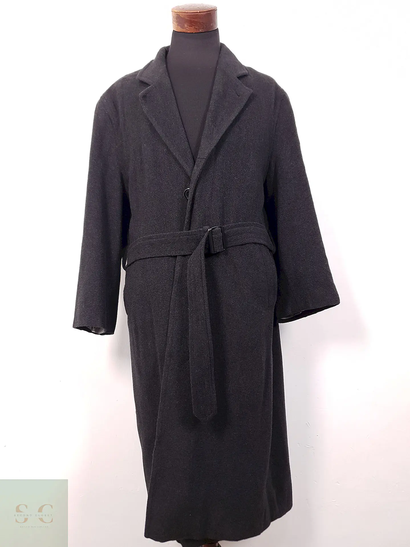 Abrigo Largo Henry Morell Plomo 50% Lana con Cinturón - Talla L 2