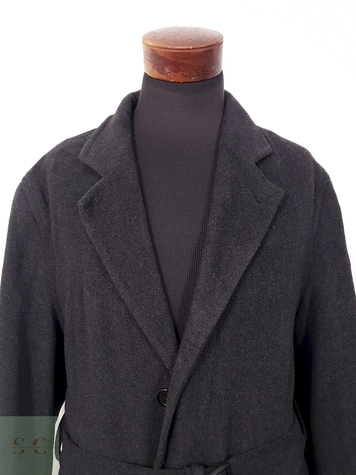 Abrigo Largo Henry Morell Plomo 50% Lana con Cinturón - Talla L 4