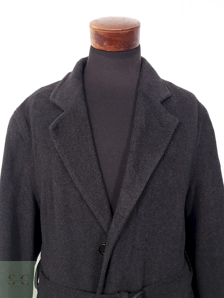 Abrigo Largo Henry Morell Plomo 50% Lana con Cinturón - Talla L 4