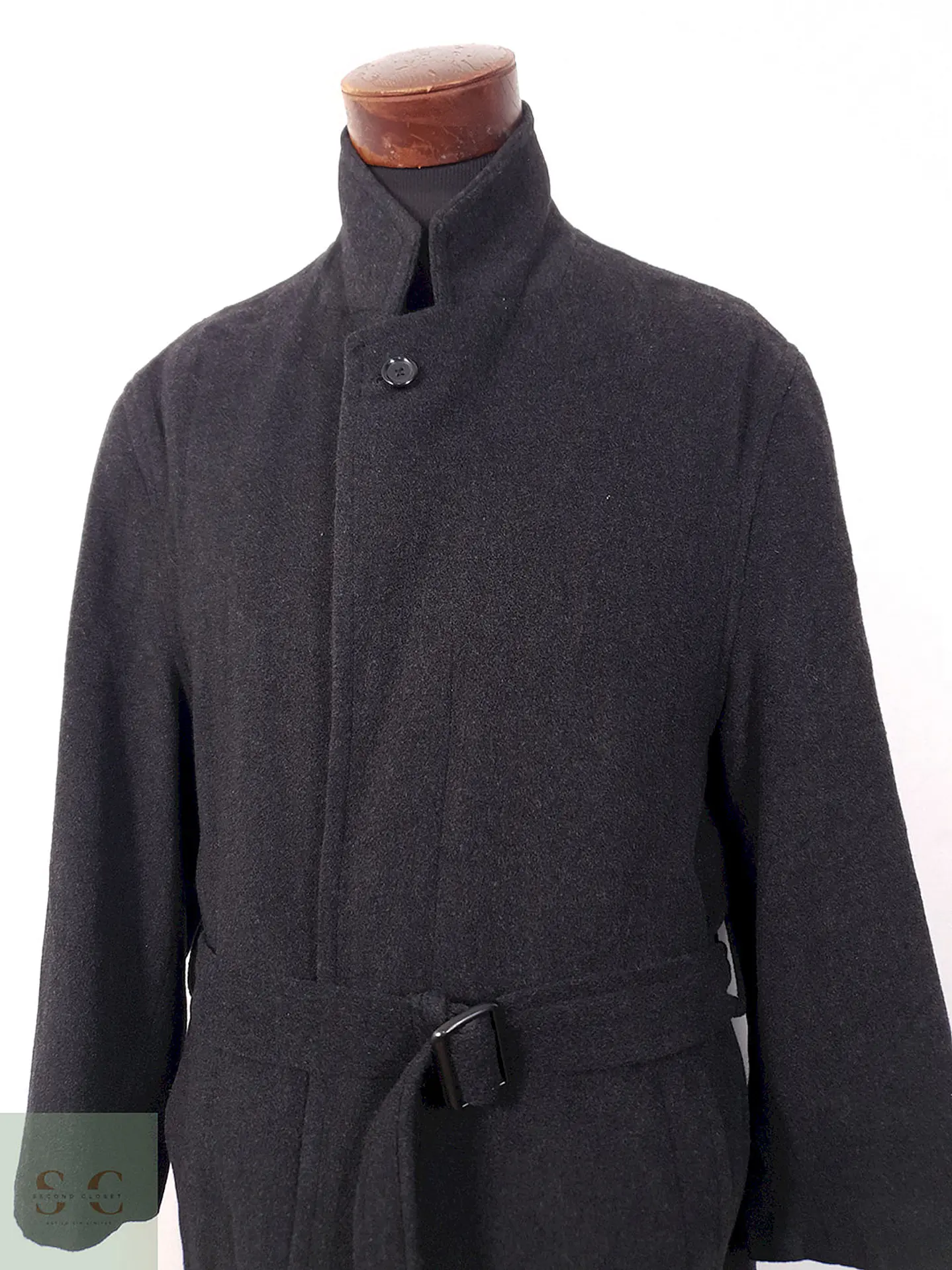 Abrigo Largo Henry Morell Plomo 50% Lana con Cinturón - Talla L 5