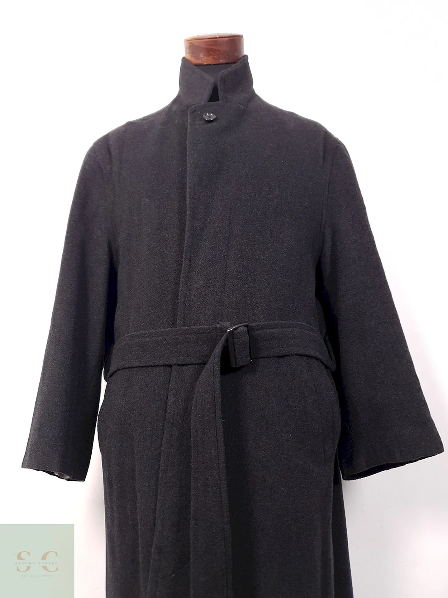 Abrigo Largo Henry Morell Plomo 50% Lana con Cinturón - Talla L 7