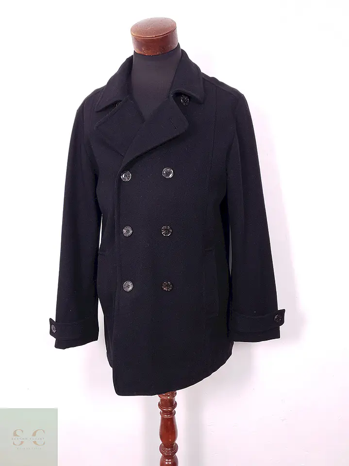 Abrigo Marinero Superior High Class Negro 90% Lana Virgen - Talla ML 2