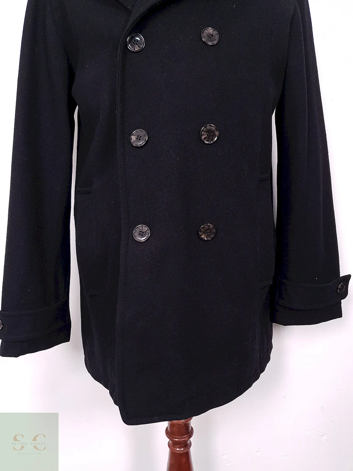 Abrigo Marinero Superior High Class Negro 90% Lana Virgen - Talla ML 3