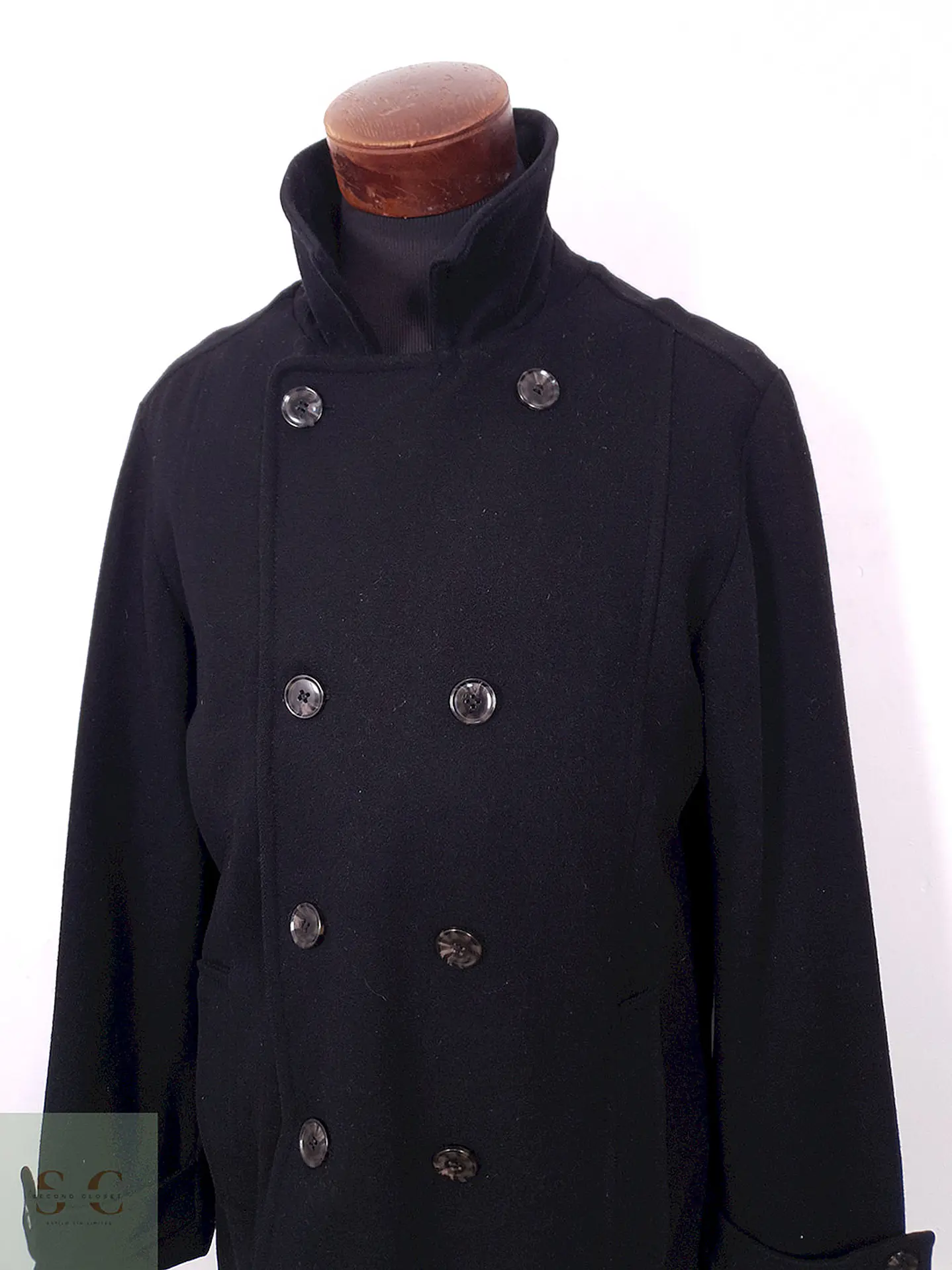 Abrigo Marinero Superior High Class Negro 90% Lana Virgen - Talla ML 6