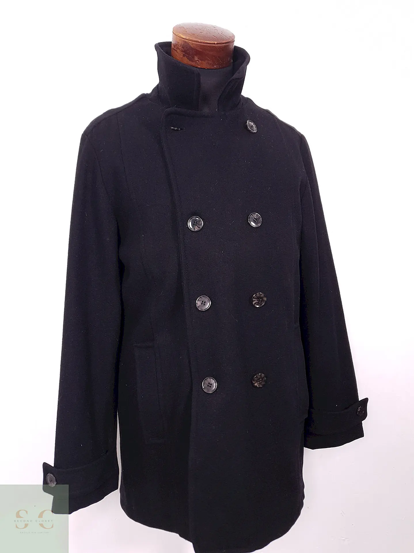 Abrigo Marinero Superior High Class Negro 90% Lana Virgen - Talla ML 7