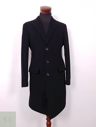 Abrigo Largo Negro Yorn Lana y Cashmere - Talla SM
