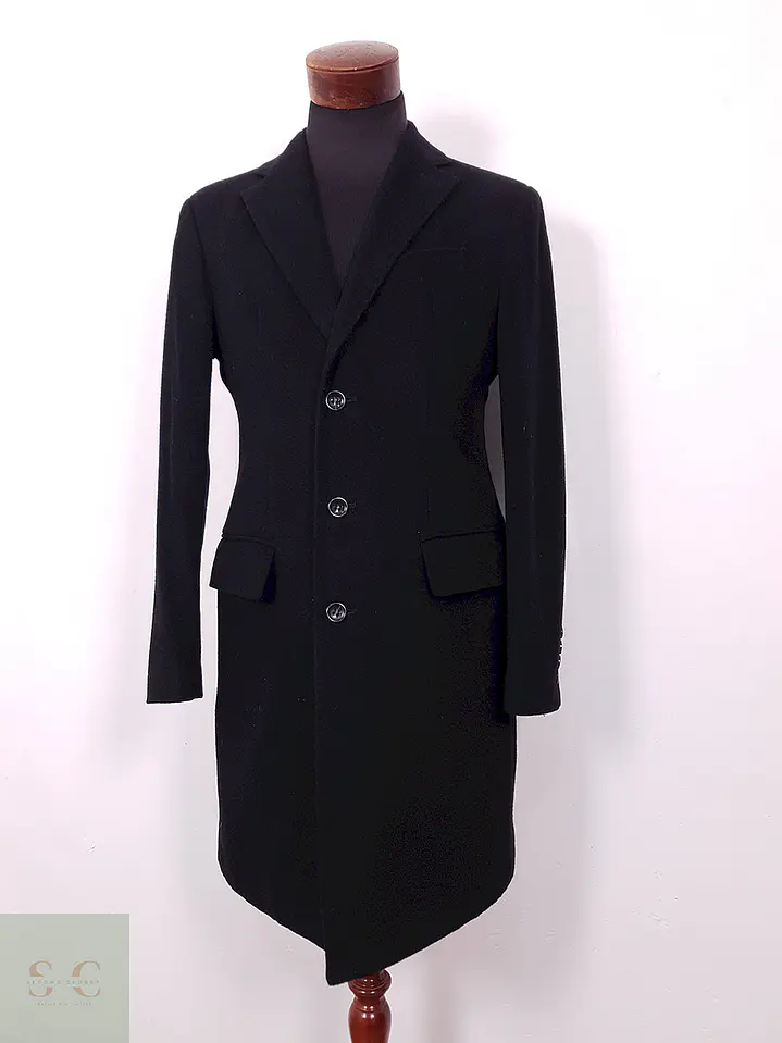 Abrigo Largo Negro Yorn Lana y Cashmere - Talla SM 3
