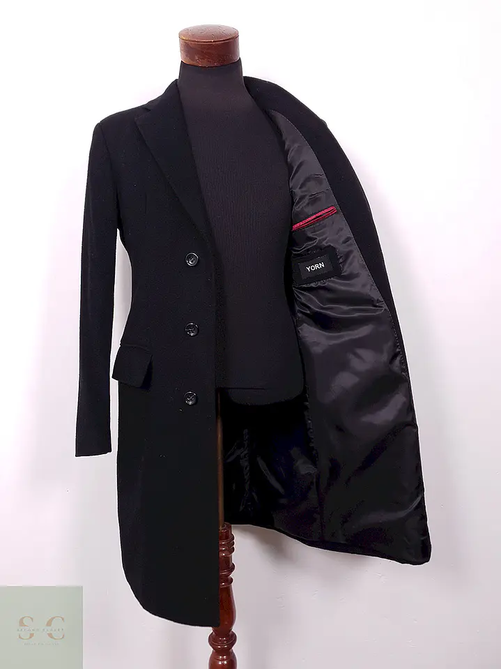 Abrigo Largo Negro Yorn Lana y Cashmere - Talla SM 10