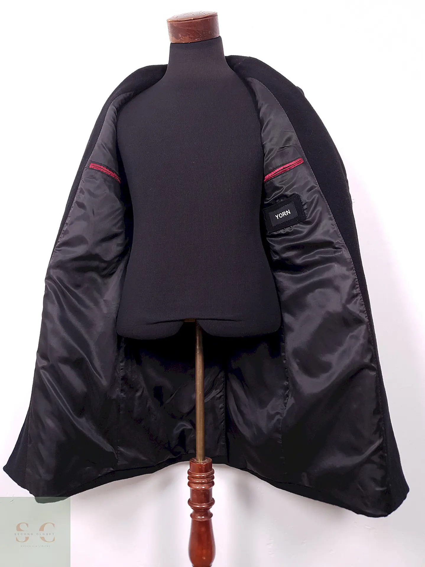 Abrigo Largo Negro Yorn Lana y Cashmere - Talla SM 11