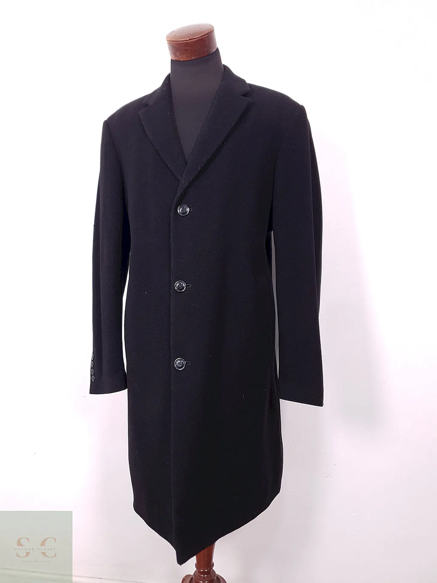 Abrigo Largo Dal Top Line Negro Lana Virgen y Cashmere - Talla LXL 2