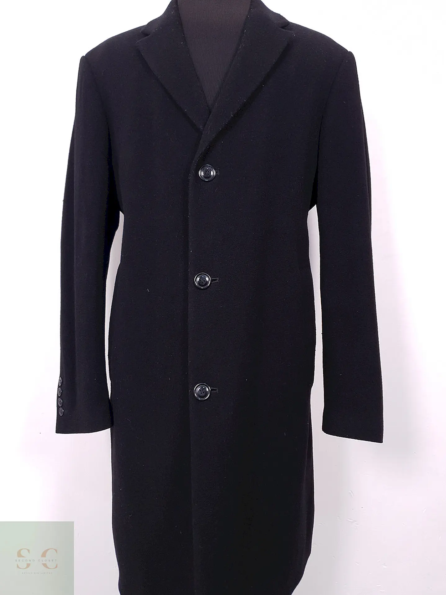 Abrigo Largo Dal Top Line Negro Lana Virgen y Cashmere - Talla LXL 3