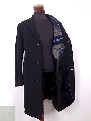 Abrigo Largo Dal Top Line Negro Lana Virgen y Cashmere - Talla LXL