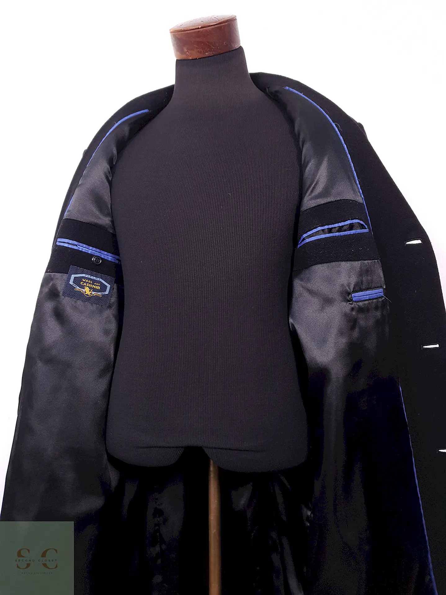 Abrigo Largo Dal Top Line Negro Lana Virgen y Cashmere - Talla LXL 10