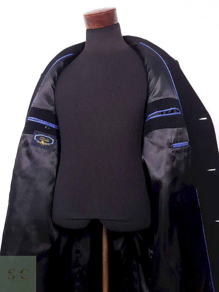 Abrigo Largo Dal Top Line Negro Lana Virgen y Cashmere - Talla LXL 10