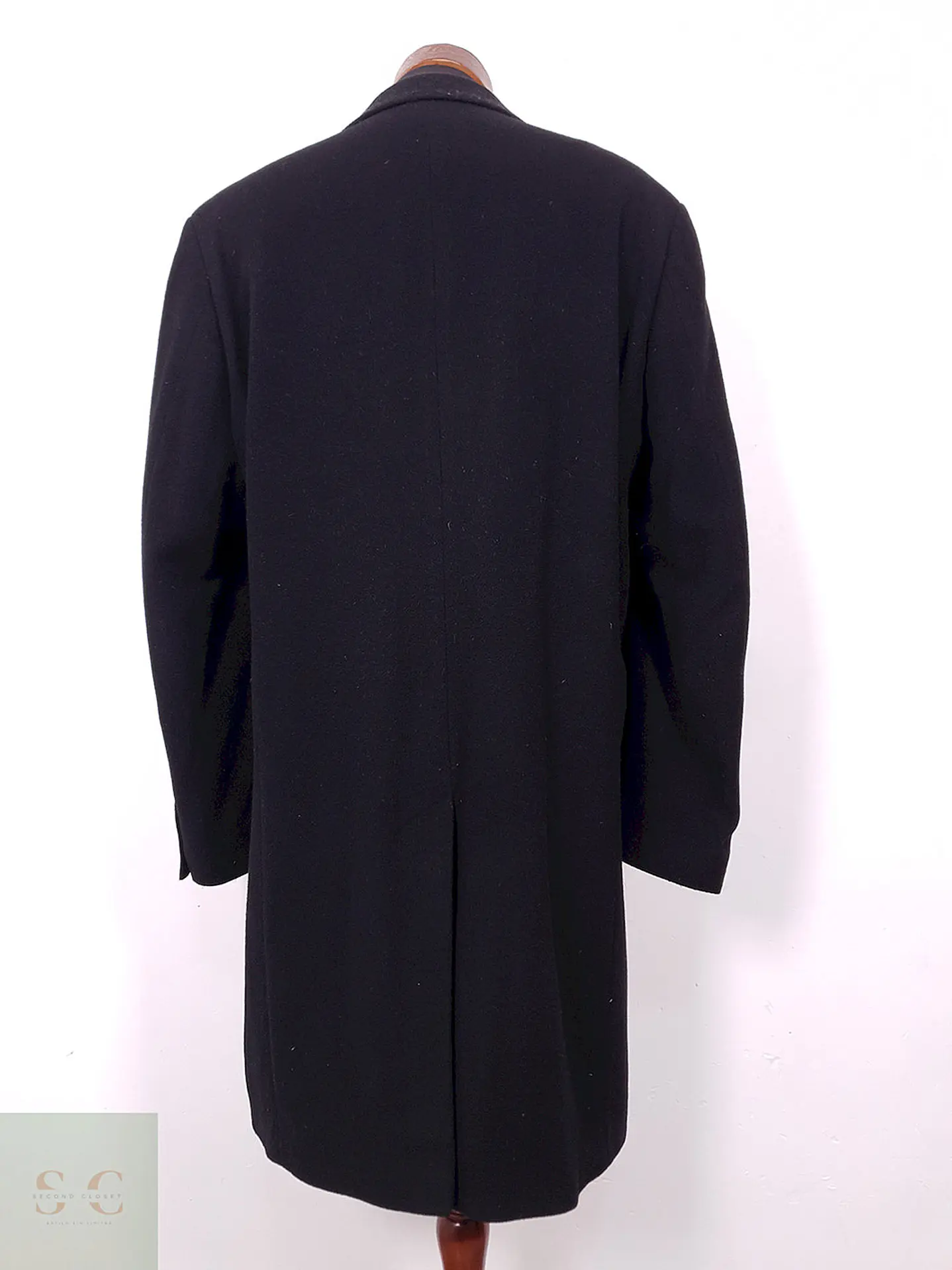 Abrigo Largo Dal Top Line Negro Lana Virgen y Cashmere - Talla LXL 12