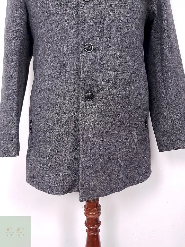 Abrigo Vintage Gris Mezcla Lana - Talla M 3