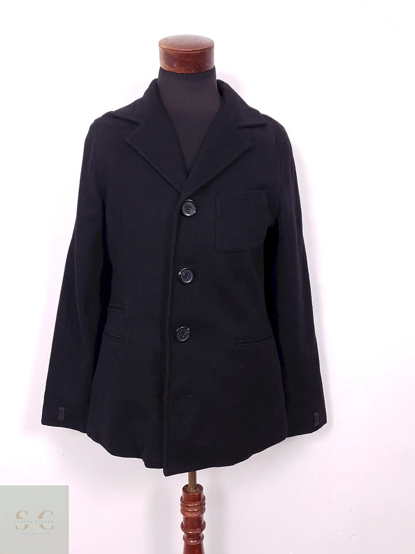Abrigo Negro Matte Black 80% Lana - Talla SM 1