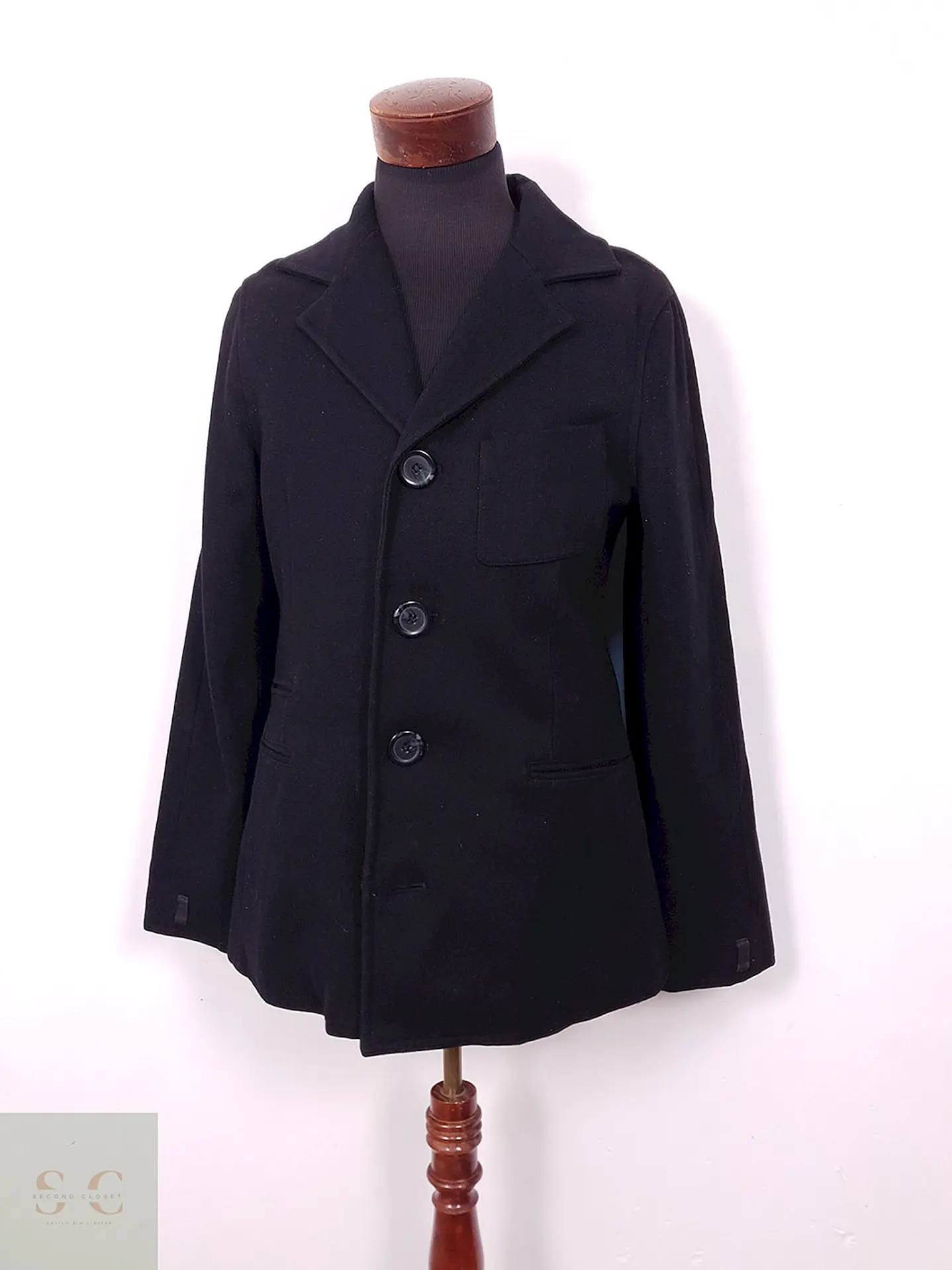 Abrigo Negro Matte Black 80% Lana - Talla SM 2