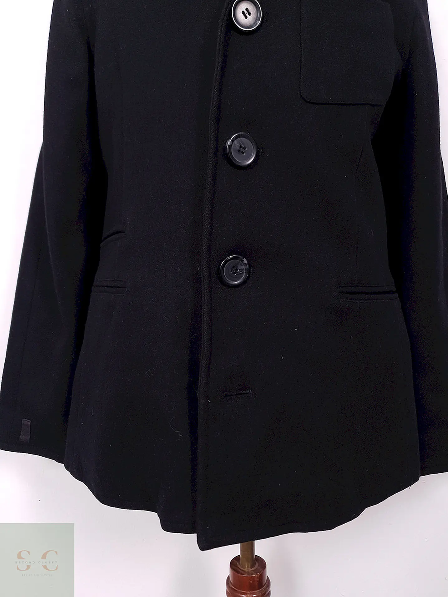 Abrigo Negro Matte Black 80% Lana - Talla SM 4