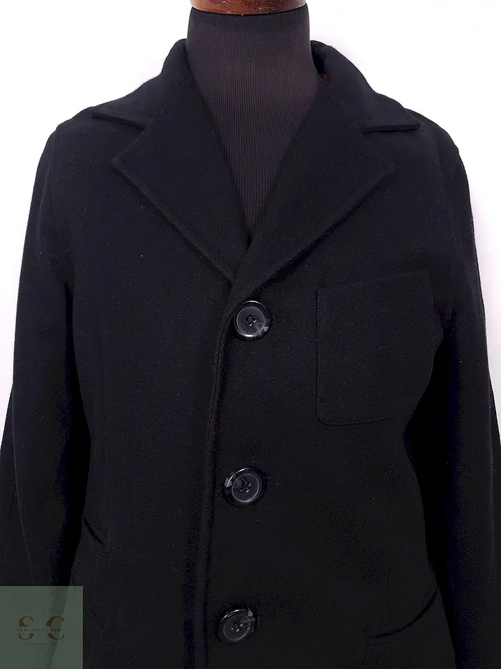 Abrigo Negro Matte Black 80% Lana - Talla SM 5