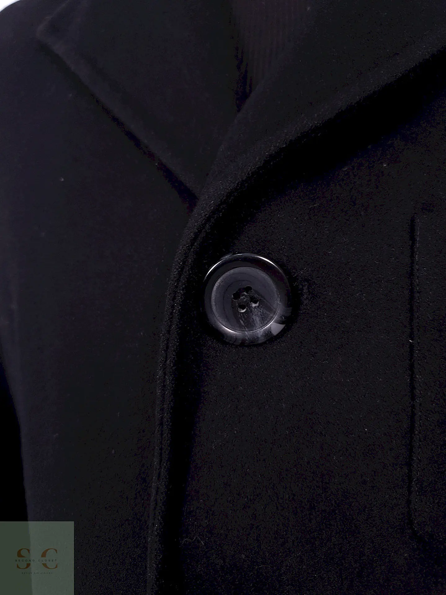 Abrigo Negro Matte Black 80% Lana - Talla SM 7