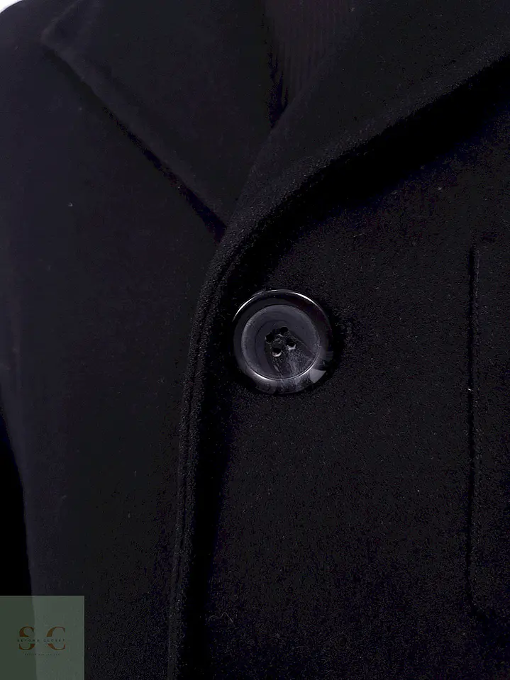 Abrigo Negro Matte Black 80% Lana - Talla SM 7