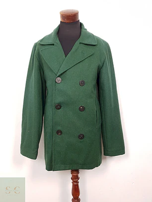 Abrigo Marinero Vintage Verde Botella Lana – TALLA ML