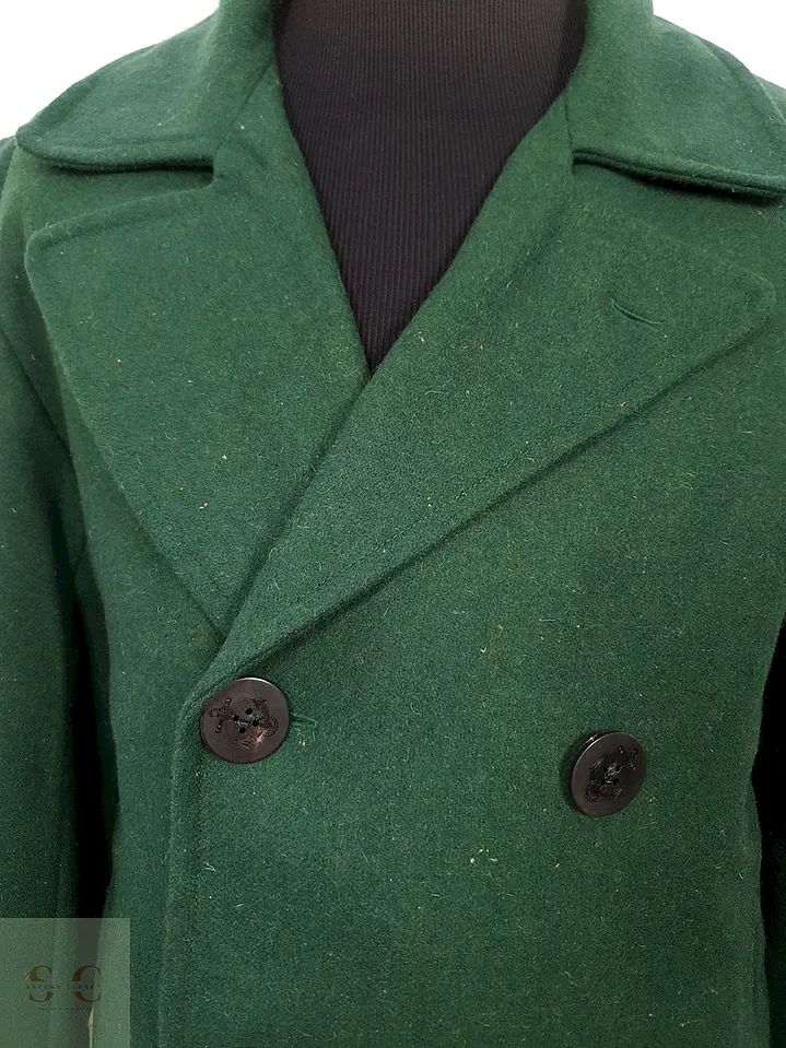 Abrigo Marinero Vintage Verde Mezcla Lana - Talla ML 6