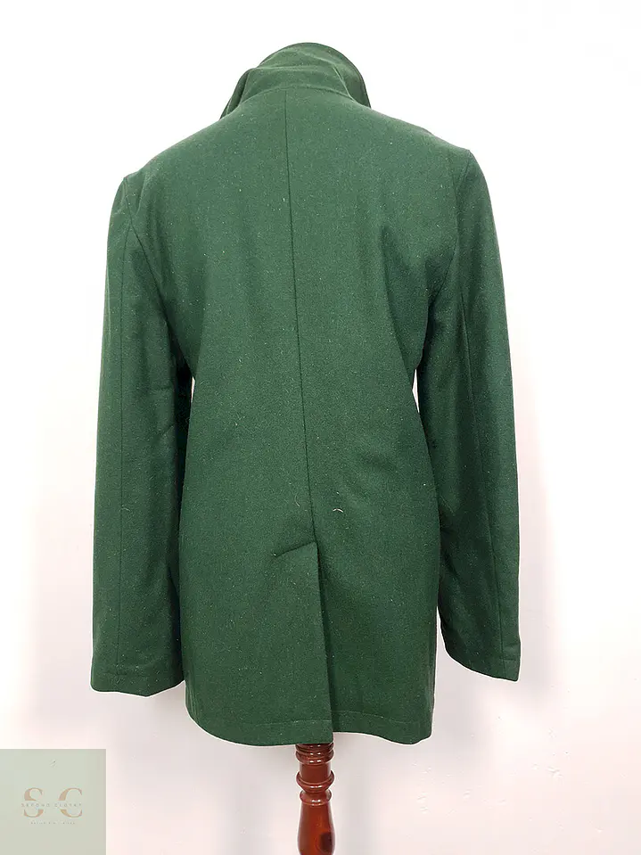Abrigo Marinero Vintage Verde Mezcla Lana - Talla ML 14