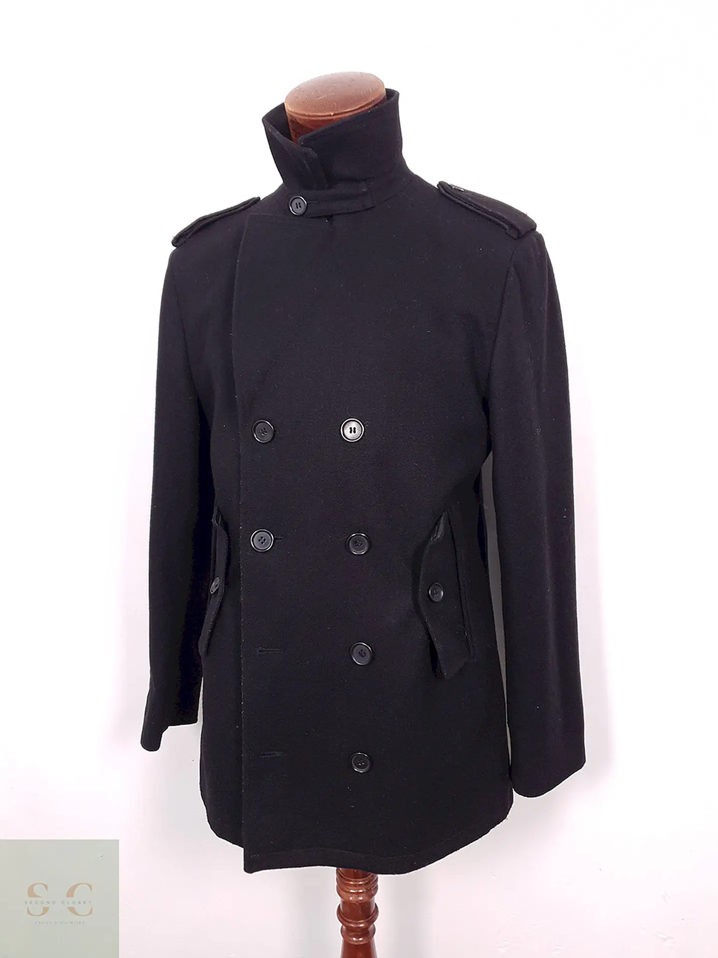 Abrigo Marinero Coolwater Negro 75% Lana - Talla M 8