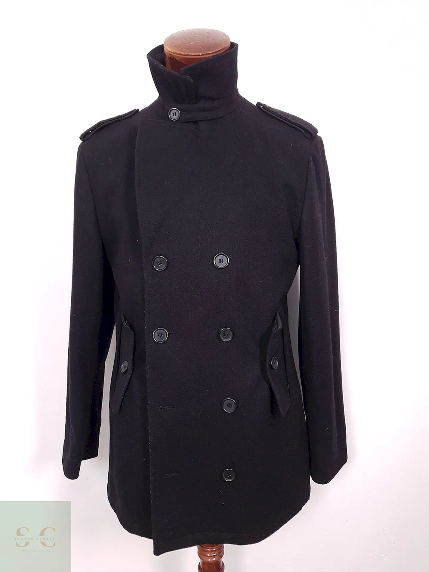 Abrigo Marinero Coolwater Negro 75% Lana - Talla M 9