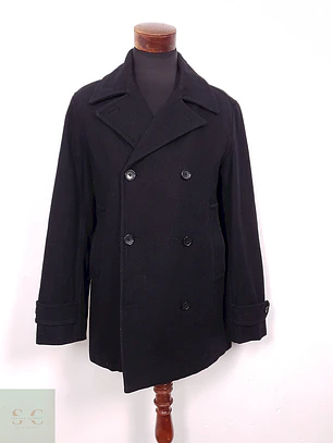 Abrigo Marinero Vintage Negro Lana – TALLA M