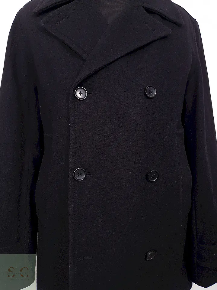 Abrigo Marinero Vintage Negro Mezcla Lana - Talla M 4