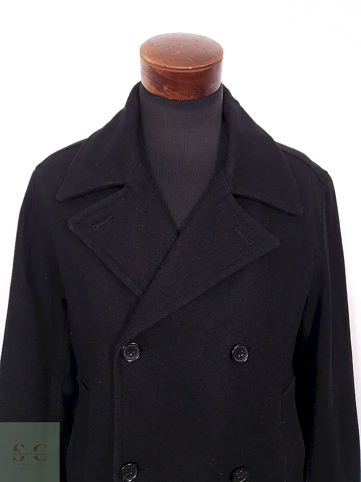 Abrigo Marinero Vintage Negro Mezcla Lana - Talla M 5