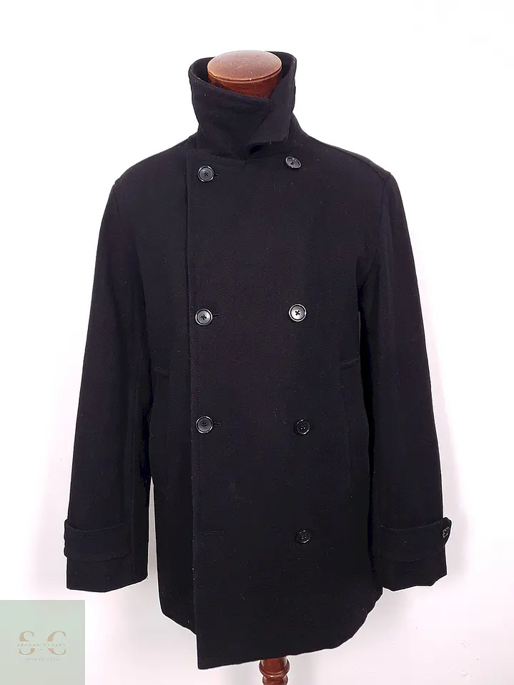 Abrigo Marinero Vintage Negro Mezcla Lana - Talla M 7