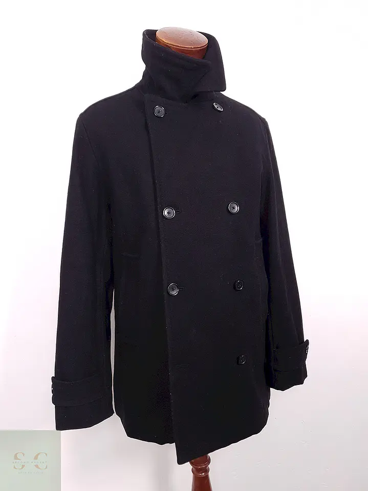 Abrigo Marinero Vintage Negro Mezcla Lana - Talla M 8
