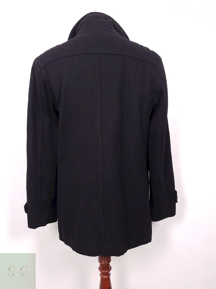 Abrigo Marinero Vintage Negro Mezcla Lana - Talla M 10