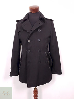 Abrigo Marinero Zara Young Negro Mezcla Lana - Talla S