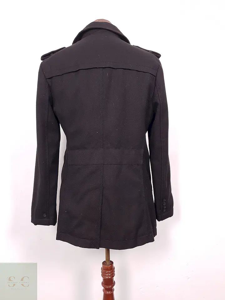 Abrigo Marinero Zara Young Negro Mezcla Lana - Talla S 12
