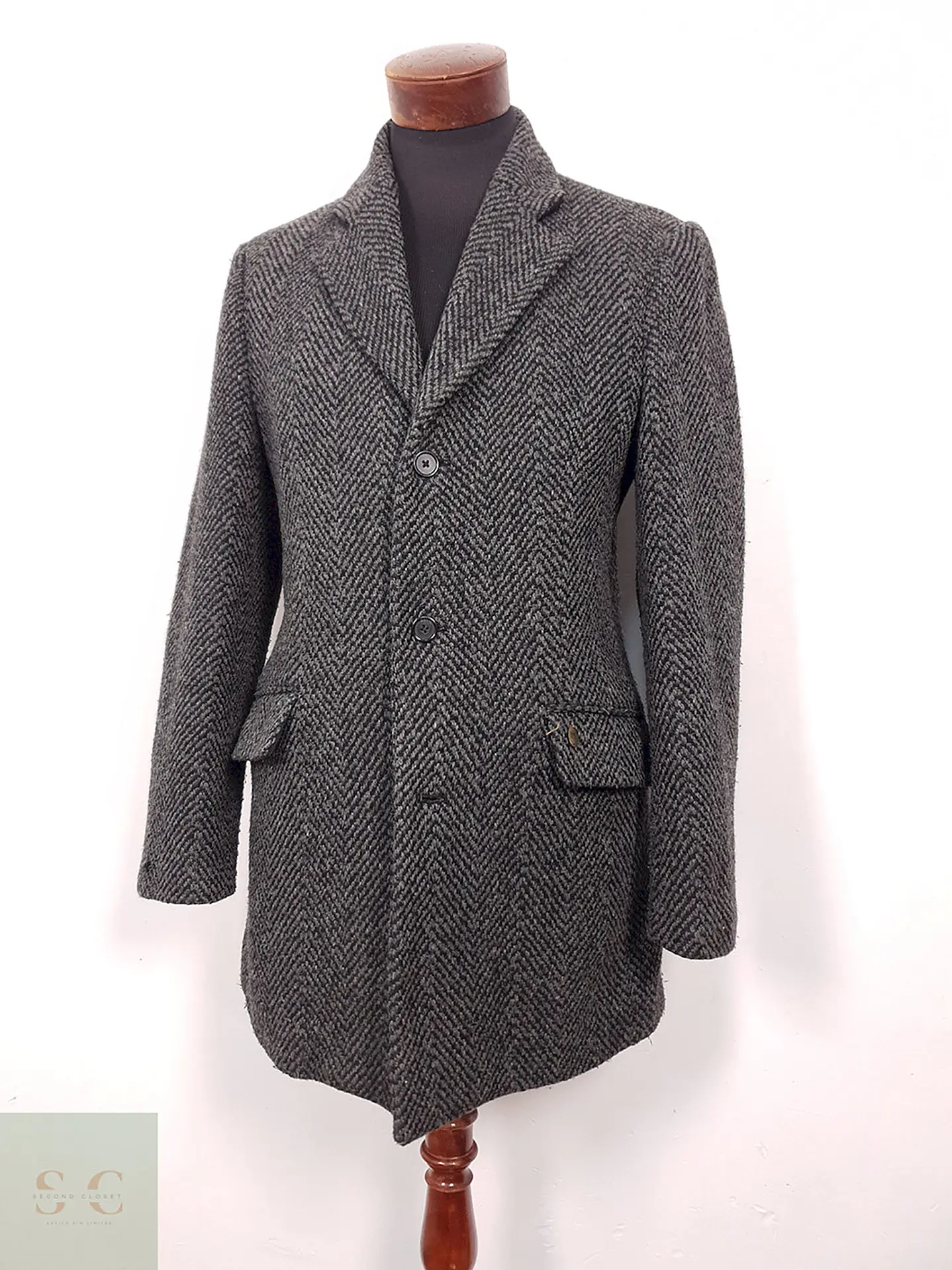 Abrigo Scotch & Soda Espiga de Lana Plomo Premium – TALLA M 2