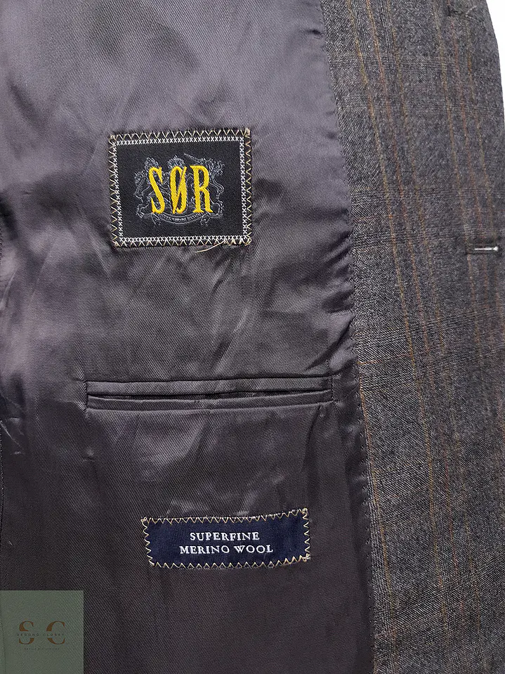 Blazer Scabal Sor Plomo Superfine Merino Wool - Talla L 8