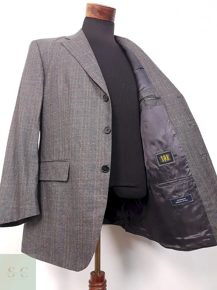 Blazer Scabal Sor Plomo Superfine Merino Wool - Talla L 13