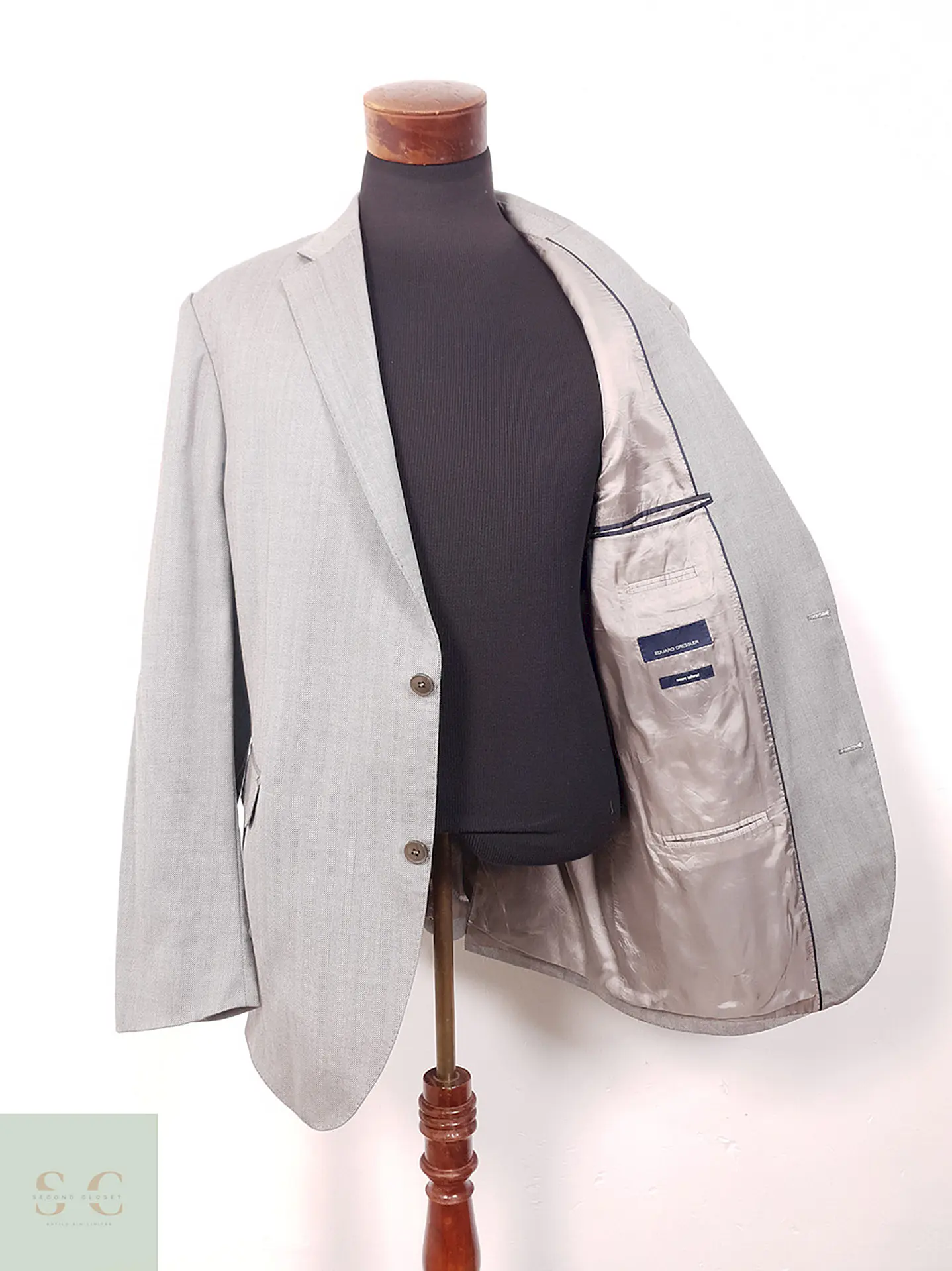 Blazer Eduard Dressler Loro Piana Plomo Espiga 100% Lana Virgen - Talla XL 10