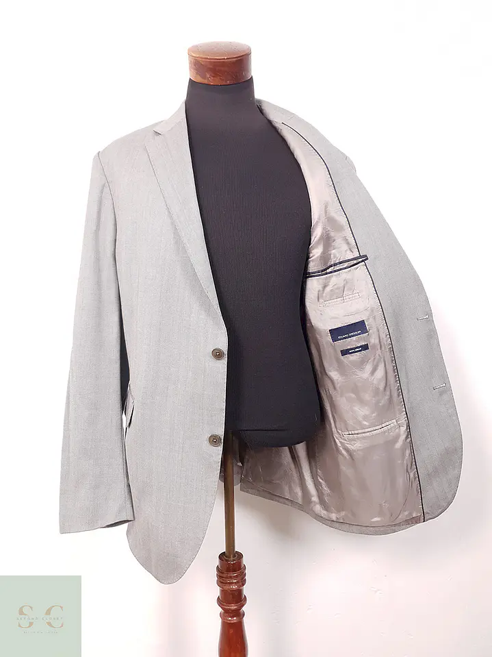 Blazer Eduard Dressler Loro Piana Plomo Espiga 100% Lana Virgen - Talla XL 10